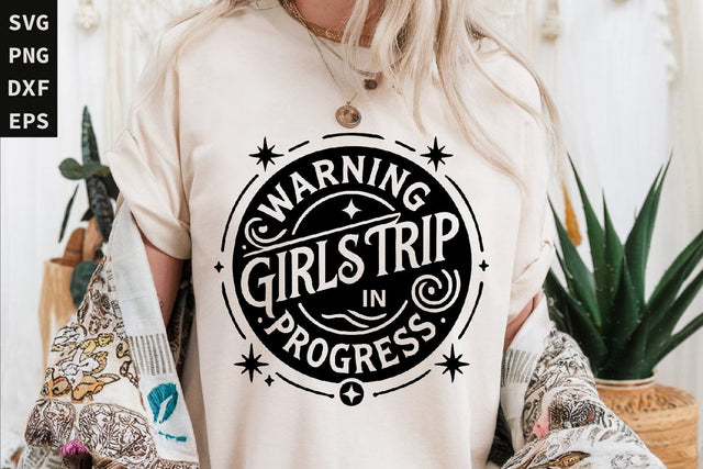 Warning Girls Trip In Progress, Girls Weekend Shirt SVG Paper Switch 