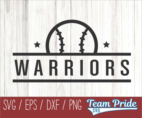 Warriors Baseball SVG Digital Download Printable - SVG, EPS, DXF, PNG SVG Team Pride SVG 