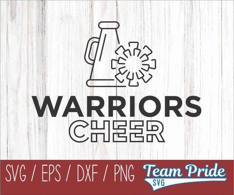 Warriors Cheer Line Art SVG Digital Download Printable - SVG, EPS, DXF, PNG SVG Team Pride SVG 