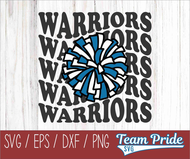 Warriors Cheer Vintage Wave SVG Digital Download Printable - SVG, EPS, DXF, PNG SVG Team Pride SVG 