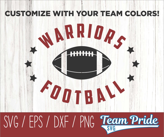 Warriors Football SVG Digital Download Printable - SVG, EPS, DXF, PNG 3 SVG Team Pride SVG 