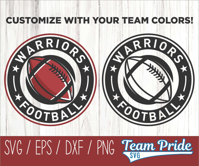 Warriors Football SVG Digital Download Printable - SVG, EPS, DXF, PNG SVG Team Pride SVG 