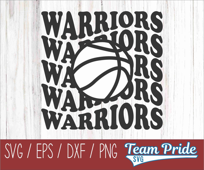 Warriors Vintage Wave Basketball SVG Digital Download Printable - SVG, EPS, DXF, PNG SVG Team Pride SVG 