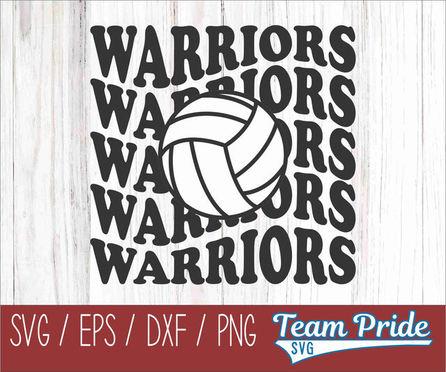 Warriors Volleyball Retro Wave SVG Digital Download Printable - SVG, EPS, DXF, PNG SVG Team Pride SVG 