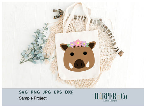 Warthog with Bows and Flowers SVG PNG Cut EPS File SVG HarperNCo 