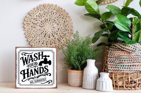 Wash Your Hands Sign SVG | Funny Bathroom Decor SVG Pickled Thistle Creative 