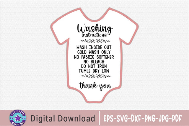 Washing Instruction Baby Onesies SVG PNG SVG FiveStarCrafting 