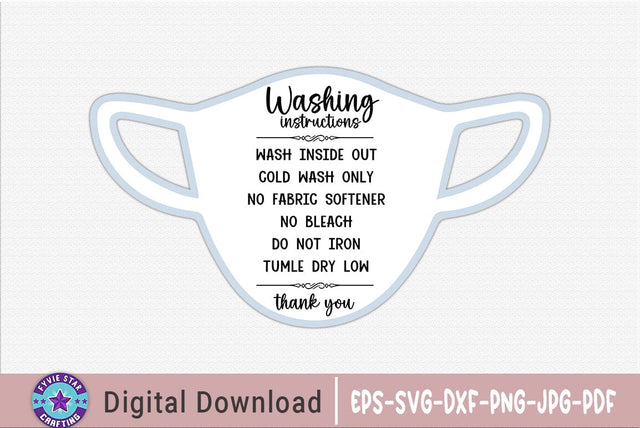 Washing Instructions Mask SVG Design SVG FiveStarCrafting 