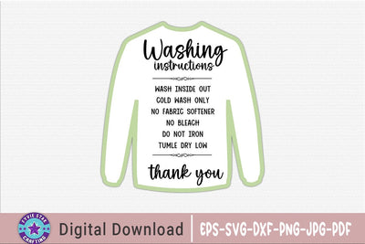 Washing Instructions Sweater SVG Design SVG FiveStarCrafting 
