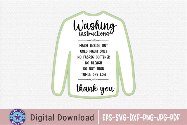 Washing Instructions Sweater SVG Design SVG FiveStarCrafting 