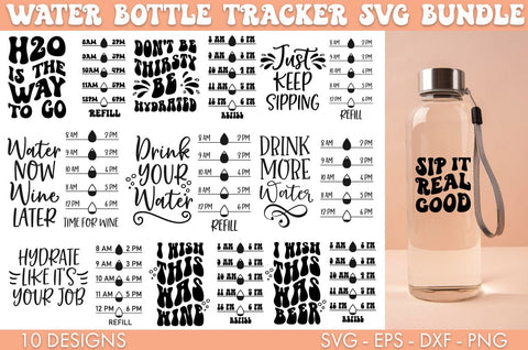 Water Bottle Tracker SVG Bundle Sublimation Cut file SVG Freeling Design House 