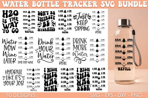 Water Bottle Tracker SVG Bundle Sublimation Cut file SVG Freeling Design House 