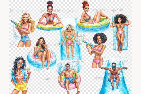 Water Park Clipart | Summer PNG Bundle | Colorful Aqua Park SVG GlamArtZhanna 