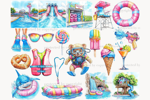 Water Park Clipart | Summer PNG Bundle | Colorful Aqua Park SVG GlamArtZhanna 