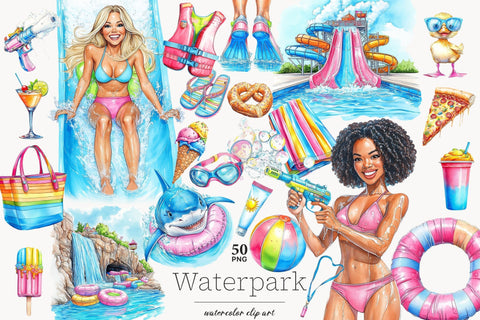 Water Park Clipart | Summer PNG Bundle | Colorful Aqua Park SVG GlamArtZhanna 