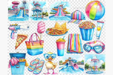 Water Park Clipart | Summer PNG Bundle | Colorful Aqua Park SVG GlamArtZhanna 