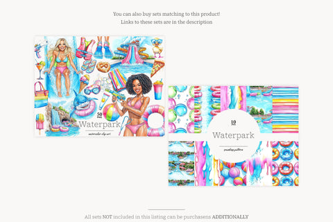 Water Park Digital Paper | Summer Seamless Pattern Bundle Digital Pattern GlamArtZhanna 