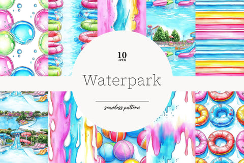 Water Park Digital Paper | Summer Seamless Pattern Bundle Digital Pattern GlamArtZhanna 