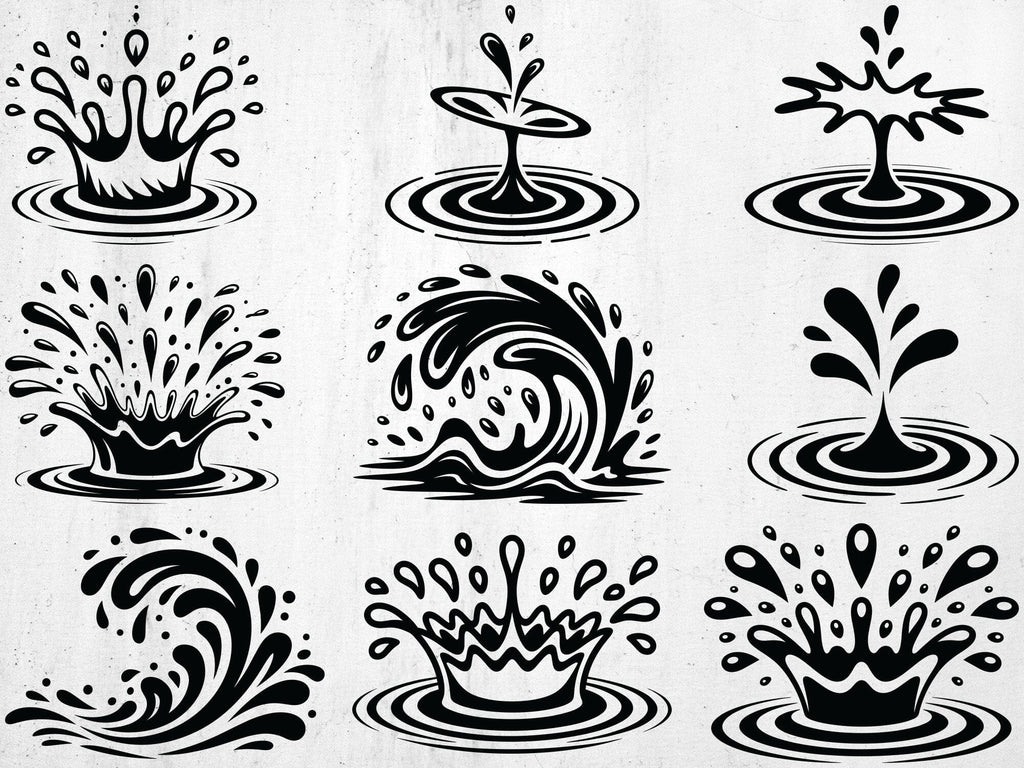 Water Ripple Svg Bundle, Splash Cut Files,Splash Silhouette - So Fontsy