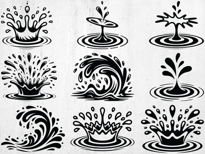 Water Ripple Svg Bundle, Splash Cut Files,Splash Silhouette SVG Creativeart88 