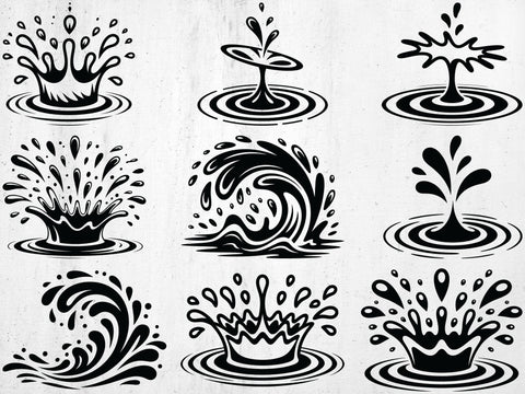 Water Ripple Svg Bundle, Splash Cut Files,Splash Silhouette SVG Creativeart88 