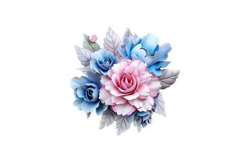 Watercolor 3D Blue Flower Sublimation Clipart Bundle Sublimation Designangry 