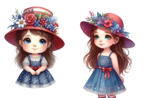 Watercolor 4ft Of July Cute Girl Clipart Sublimation Rupkotha 