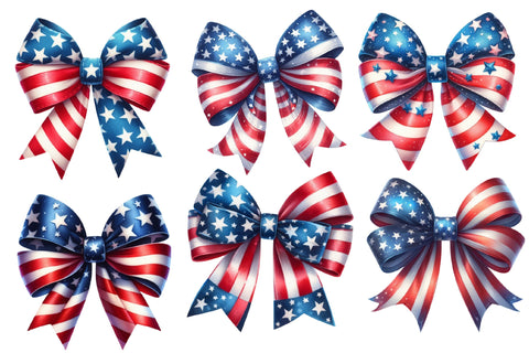 Watercolor 4th July Bow Clipart Sublimation Rupkotha 