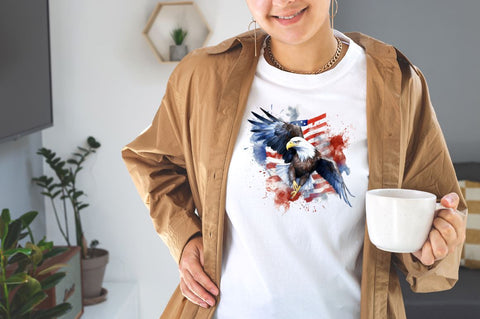 Watercolor 4th July Eagle Sublimation Clipart Bundle Sublimation Designangry 