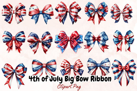 Watercolor 4th of July Big Bow Ribbon Sublimation Bundle Sublimation Designangry 
