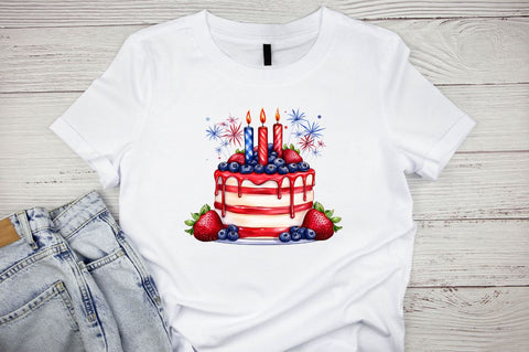 Watercolor 4th of July Cake Sublimation Clipart Bundle SVG Designangry 
