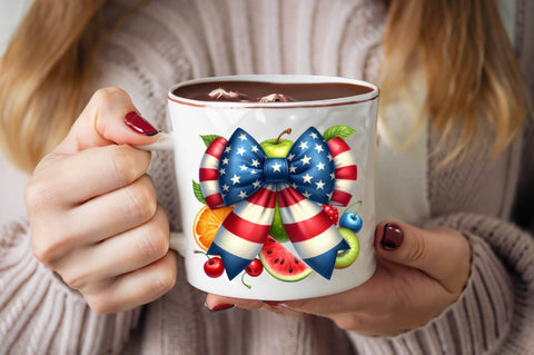 Watercolor 4th of July Coquette Bow Sublimation Clipart Bundle Sublimation SVGArt 