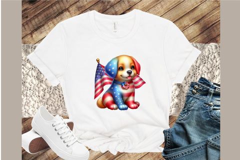 Watercolor 4th of July Dog Clipart Sublimation designartist 