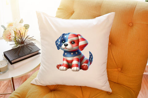 Watercolor 4th of July Dog Clipart Sublimation designartist 