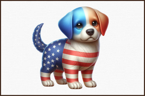 Watercolor 4th of July Dog Clipart Sublimation designartist 