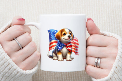 Watercolor 4th of July Dog Clipart Sublimation designartist 