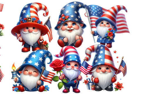Watercolor 4th of July Gnome Clipart Sublimation Rupkotha 