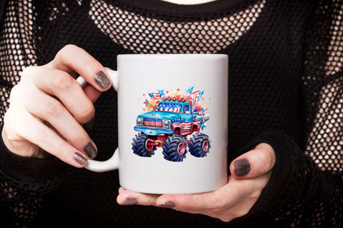 Watercolor 4th of July Monster Truck Sublimation Bundle Sublimation Designangry 