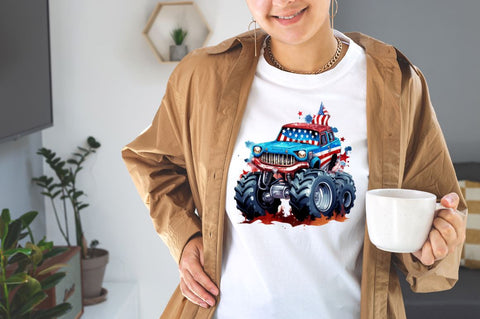 Watercolor 4th of July Monster Truck Sublimation Bundle Sublimation Designangry 