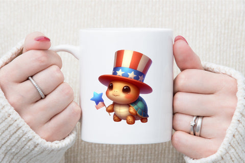 Watercolor 4th of July Turtle Clipart Sublimation designartist 