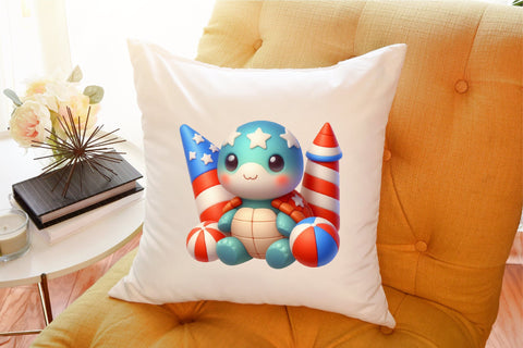 Watercolor 4th of July Turtle Clipart Sublimation designartist 