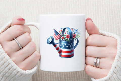 Watercolor 4th of July Watering Can Clipart Sublimation designartist 