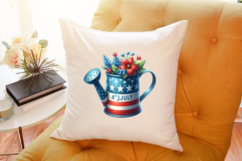 Watercolor 4th of July Watering Can Clipart Sublimation designartist 