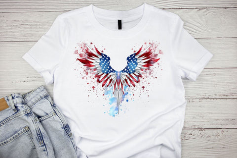 Watercolor 4th of July Wings Sublimation Clipart Bundle Sublimation Designangry 