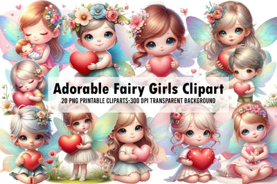 Watercolor Adorable Fairy Girls Clipart Sublimation Rupkotha 