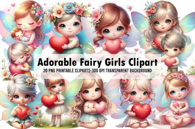 Watercolor Adorable Fairy Girls Clipart Sublimation Rupkotha 