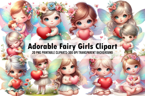 Watercolor Adorable Fairy Girls Clipart Sublimation Rupkotha 