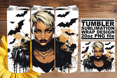 Watercolor African American Woman Halloween Tumbler 20oz Sublimation afrosvg 
