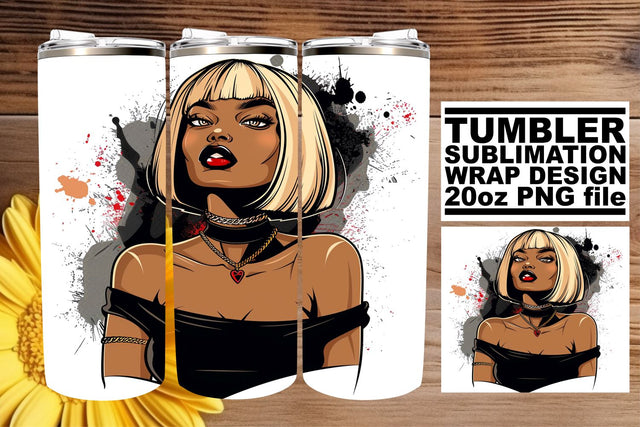 Watercolor Afro Woman Gothic Halloween Design 20oz Sublimation afrosvg 