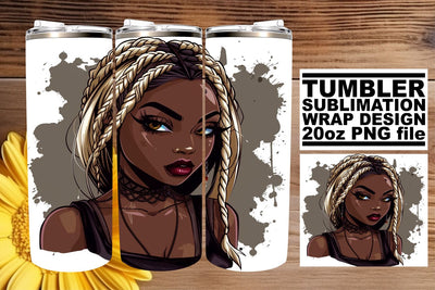 Watercolor Afro Woman Portrait Halloween Tumbler 20oz Sublimation afrosvg 